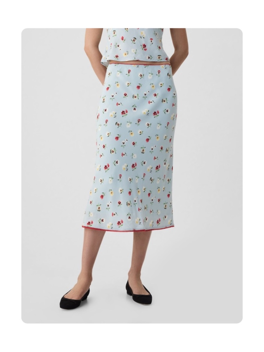★ Gap × DÔEN Whimsy Floral Midi Skirt  - Blue/Red ★